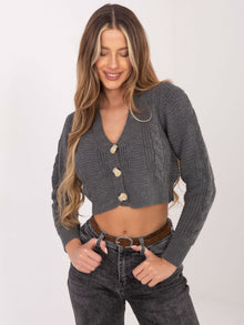 RUE PARIS Ciemnoszary sweter rozpinany