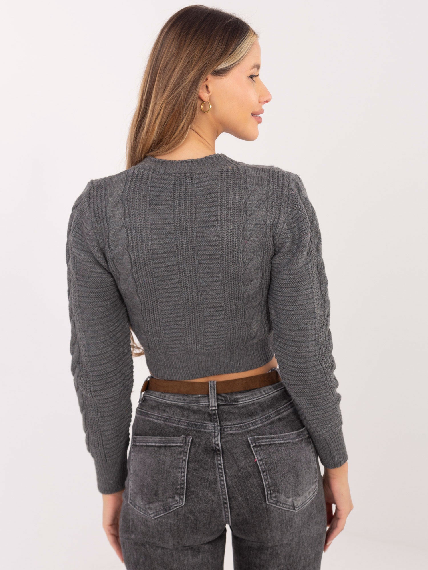 RUE PARIS Ciemnoszary sweter rozpinany