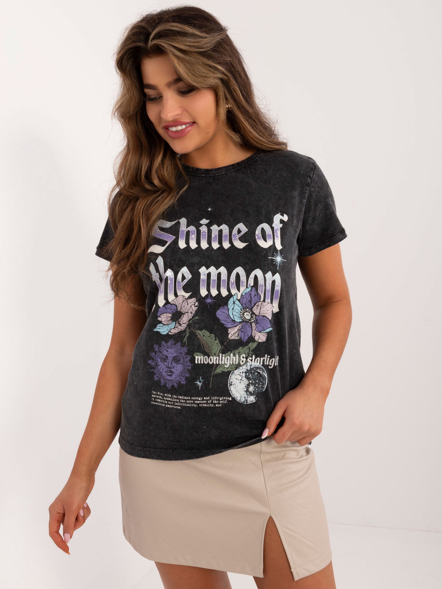 SUBLEVEL Ciemnoszary bawełniany t-shirt