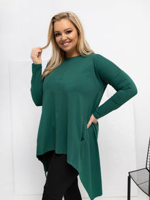 Ciemnozielona bluzka plus size z bawełny