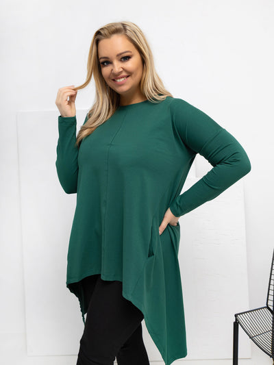 Ciemnozielona bluzka plus size z bawełny
