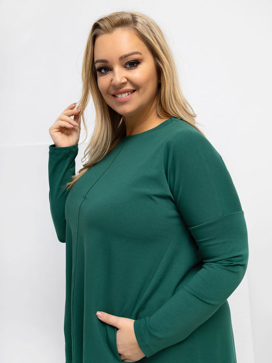 Ciemnozielona bluzka plus size z bawełny
