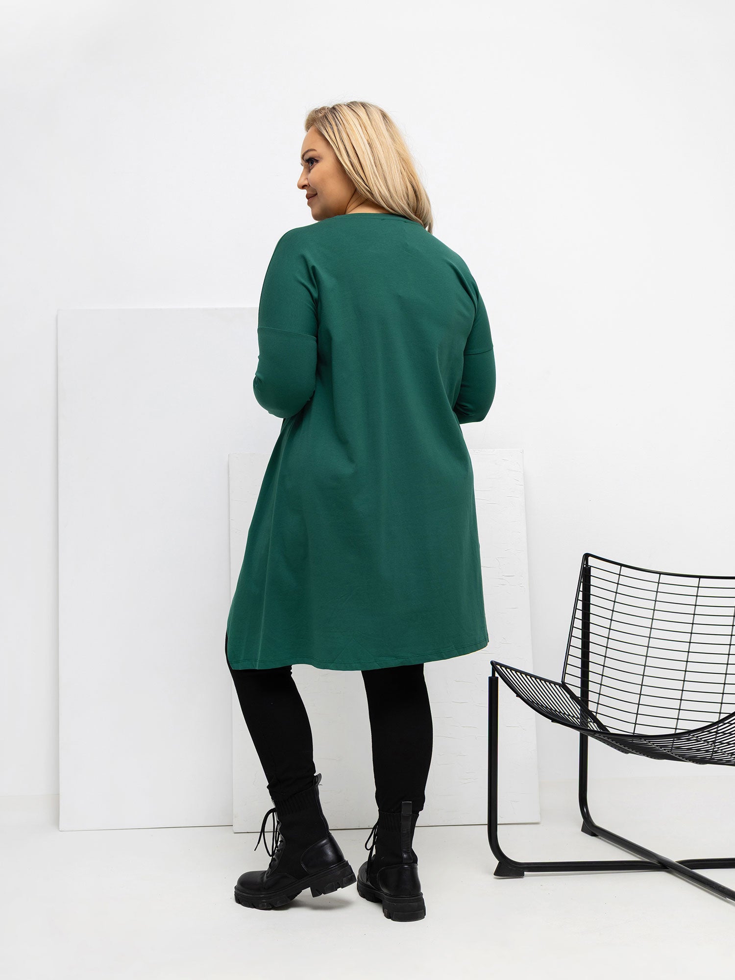 Ciemnozielona bluzka plus size z bawełny