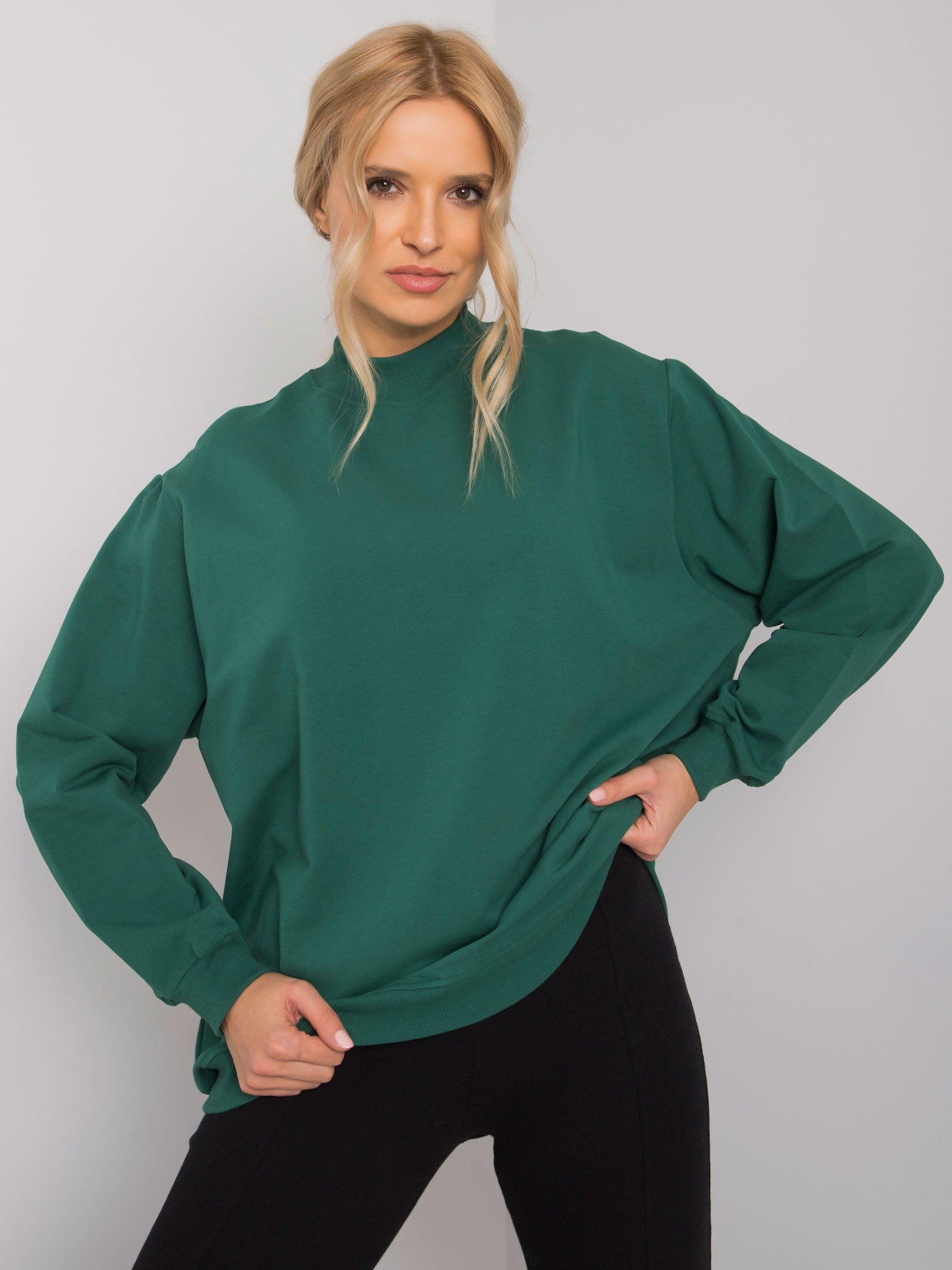 Ciemnozielona bawełniana bluza basic
