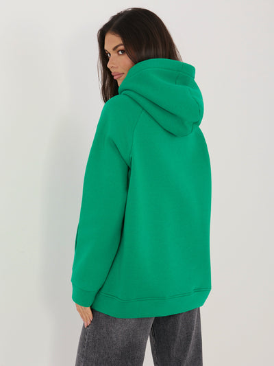 RUE PARIS Ciemnozielona ocieplana bluza oversize z kapturem