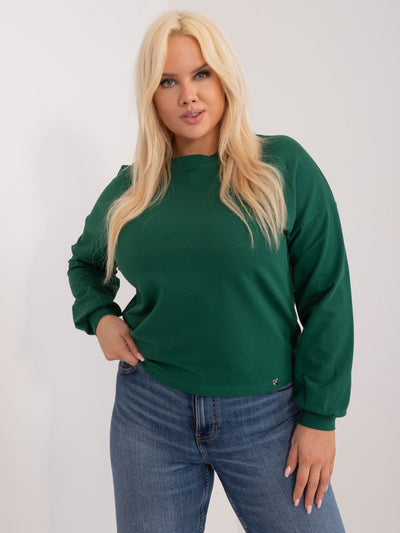 Ciemnozielona gładka bluza plus size