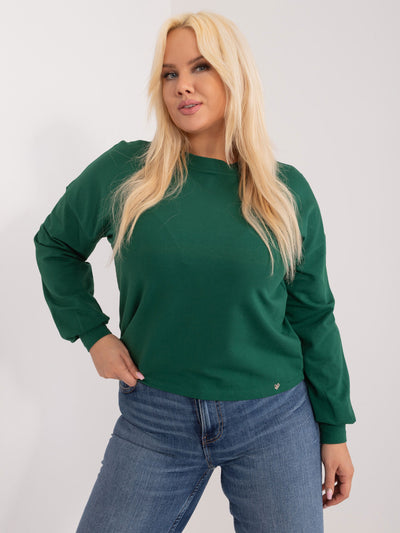 Ciemnozielona gładka bluza plus size