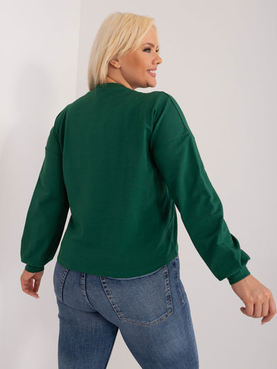 Ciemnozielona gładka bluza plus size