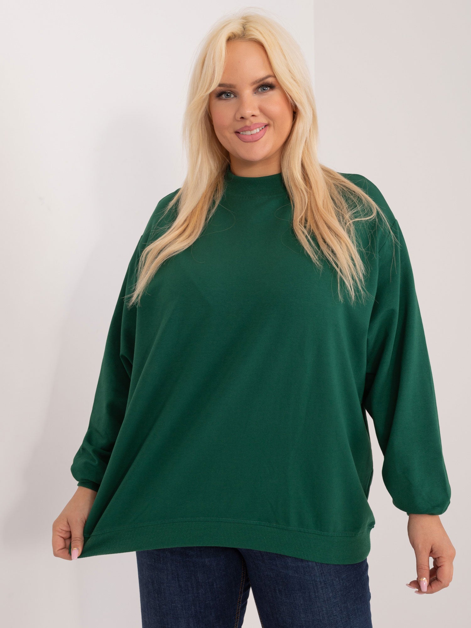 Ciemnozielona bluza plus size basic