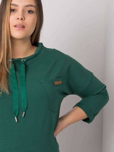Ciemnozielona bluza plus size z kieszenią