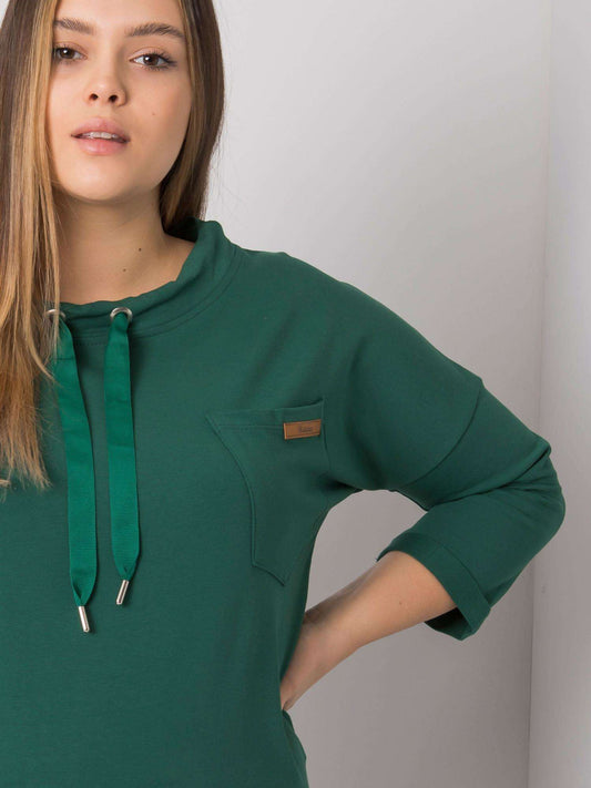 Ciemnozielona bluza plus size z kieszenią