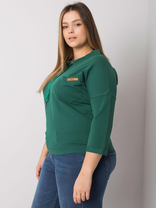 Ciemnozielona bluza plus size z kieszenią