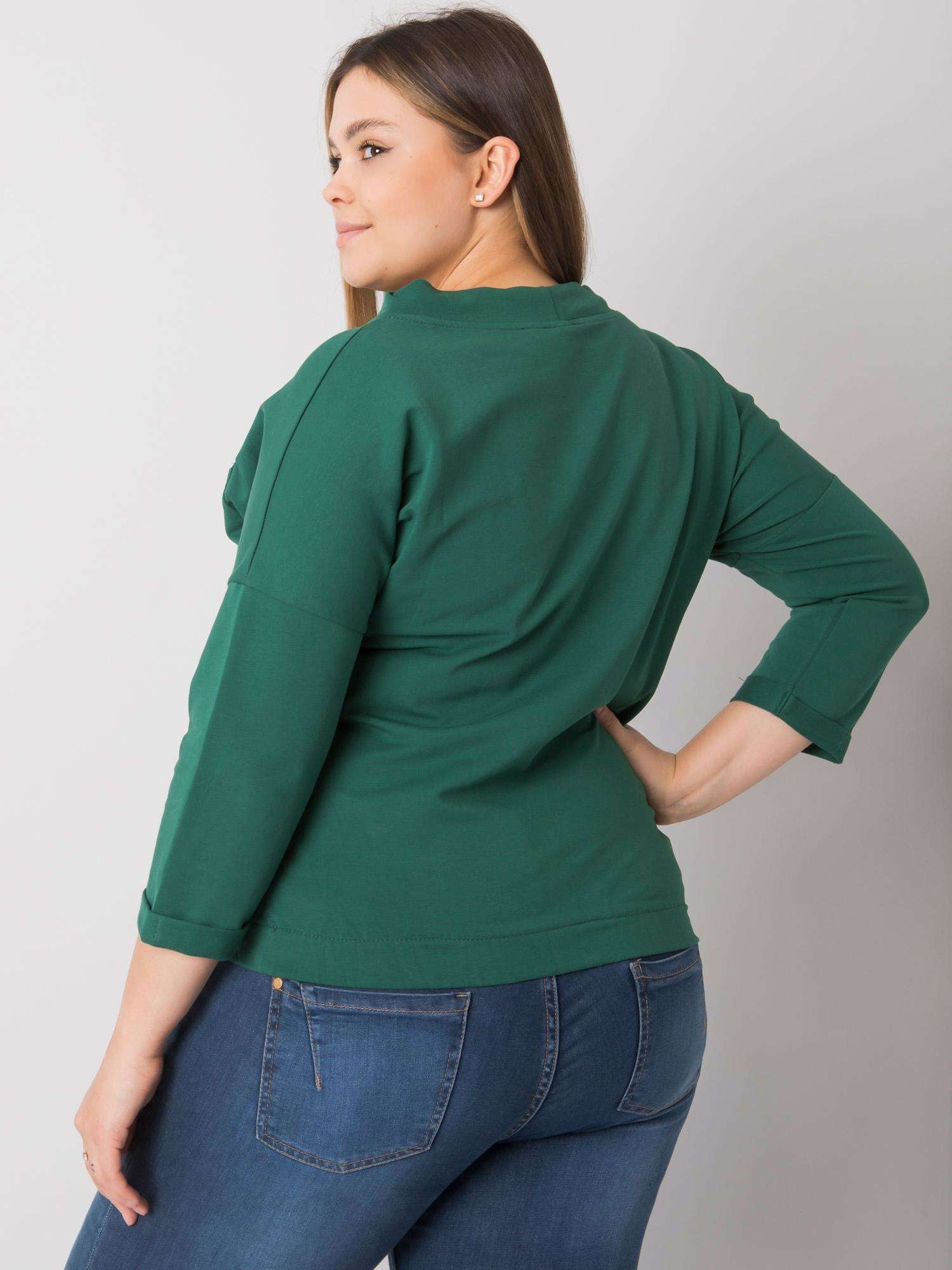 Ciemnozielona bluza plus size z kieszenią