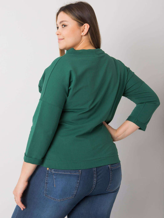 Ciemnozielona bluza plus size z kieszenią