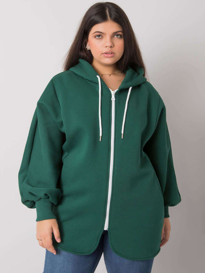 Ciemnozielona bluza plus size z kieszeniami
