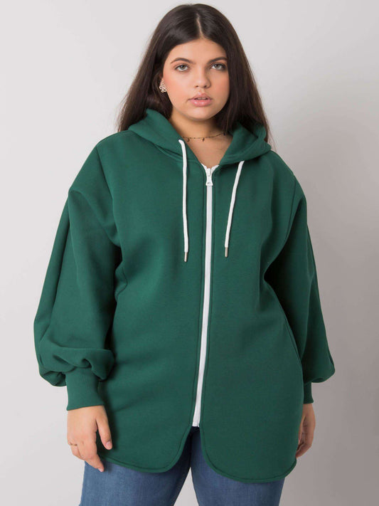 Ciemnozielona bluza plus size z kieszeniami