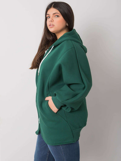 Ciemnozielona bluza plus size z kieszeniami