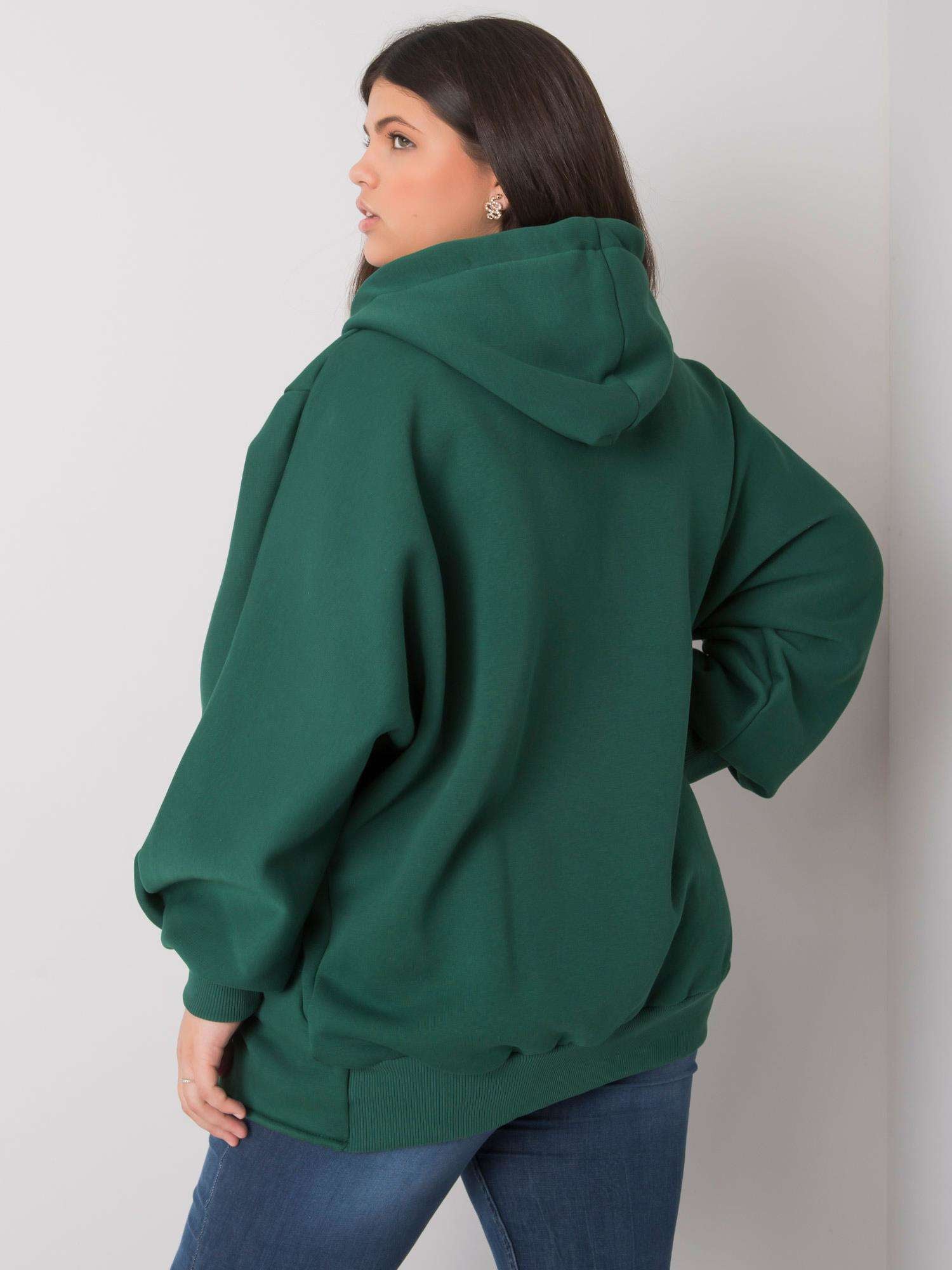 Ciemnozielona bluza plus size z kieszeniami