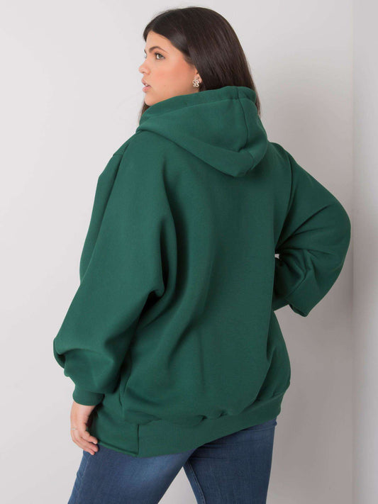 Ciemnozielona bluza plus size z kieszeniami