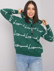 Ciemnozielona bluza plus size z printem