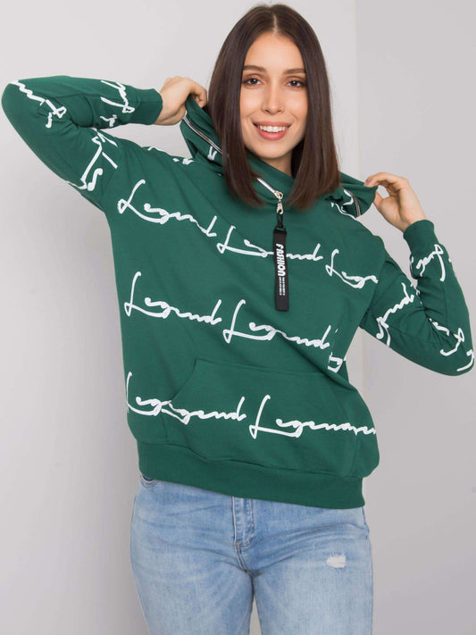 Ciemnozielona bluza plus size z printem