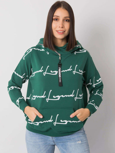 Ciemnozielona bluza plus size z printem