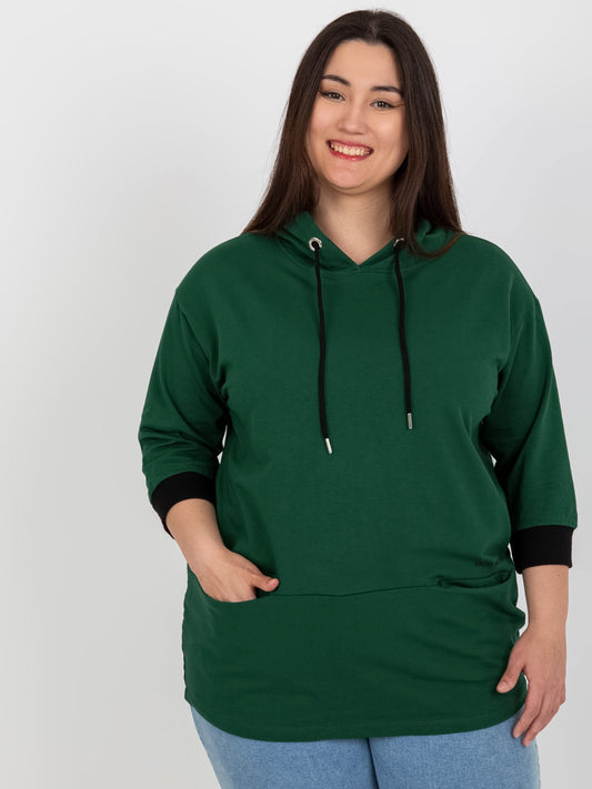 Ciemnozielona bluza plus size z kapturem