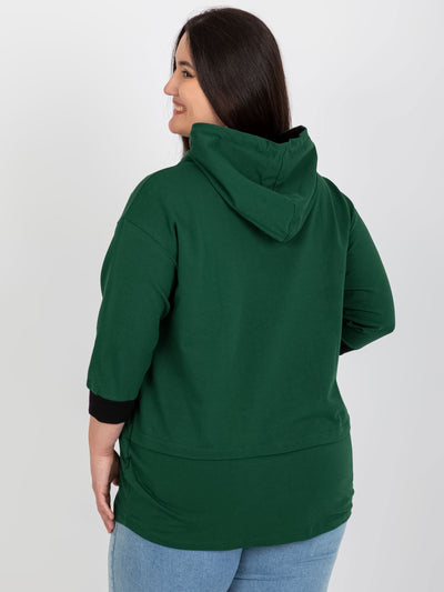 Ciemnozielona bluza plus size z kapturem