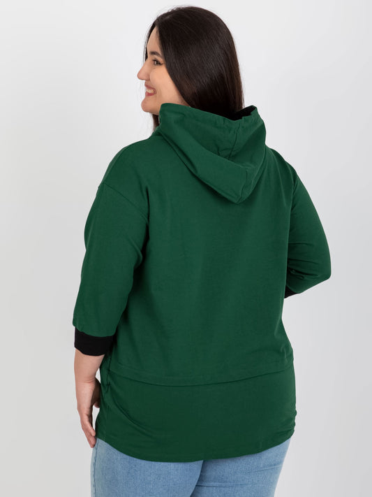 Ciemnozielona bluza plus size z kapturem