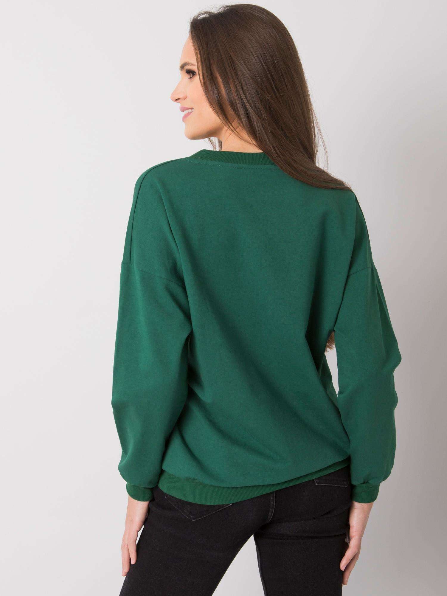 RUE PARIS Ciemnozielona bluzka V-neck