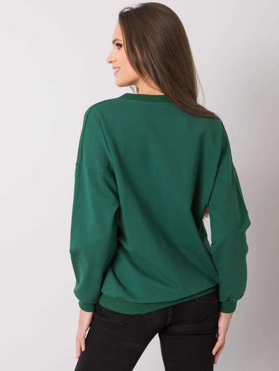 RUE PARIS Ciemnozielona bluzka V-neck
