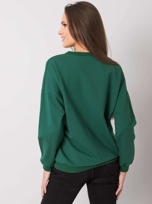 RUE PARIS Ciemnozielona bluzka V-neck