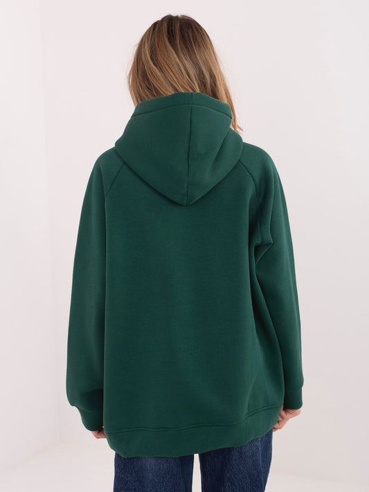 Ciemnozielona bluza oversize z napisem prosecco RUE PARIS