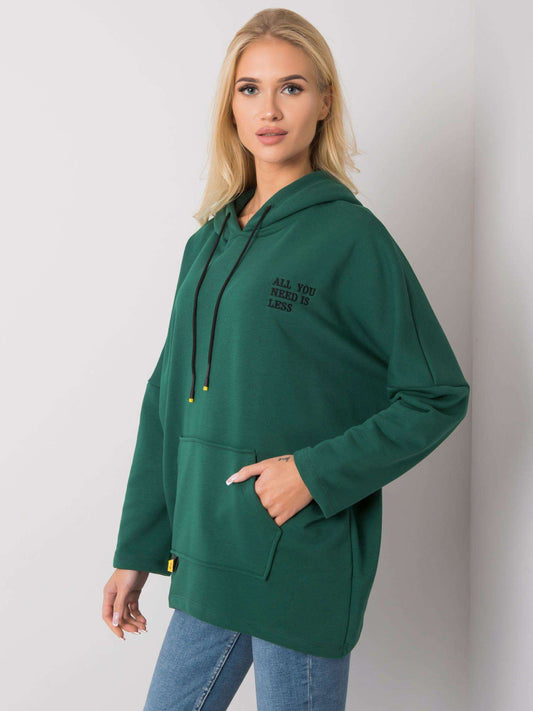 Ciemnozielona bluza kangurka z kapturem
