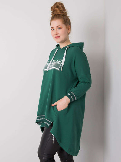 Ciemnozielona bluza damska plus size z kieszenią