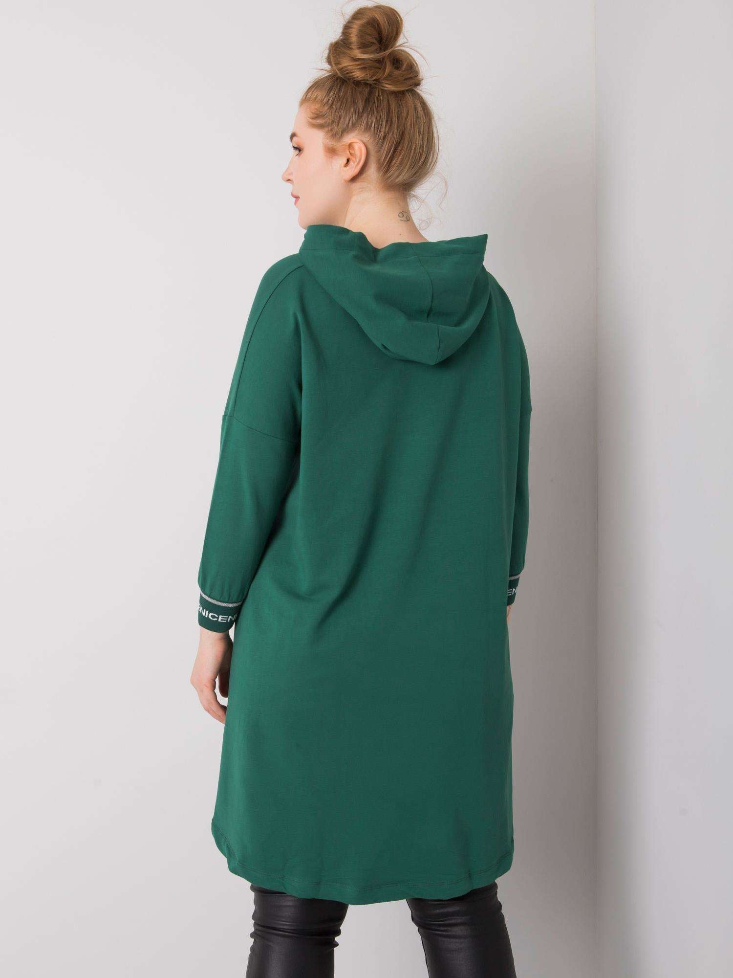 Ciemnozielona bluza damska plus size z kieszenią