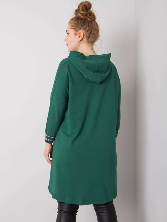 Ciemnozielona bluza damska plus size z kieszenią
