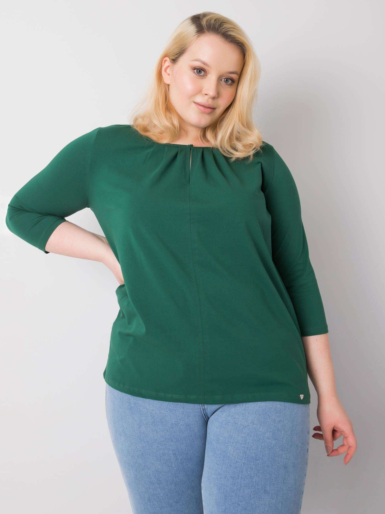 Ciemnozielona bluzka plus size bawełniana