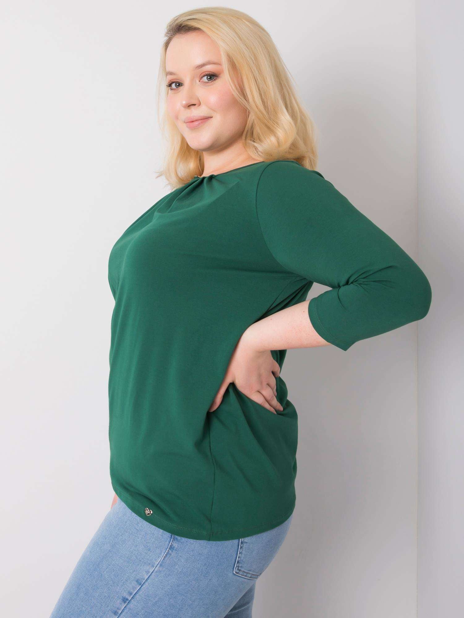 Ciemnozielona bluzka plus size bawełniana