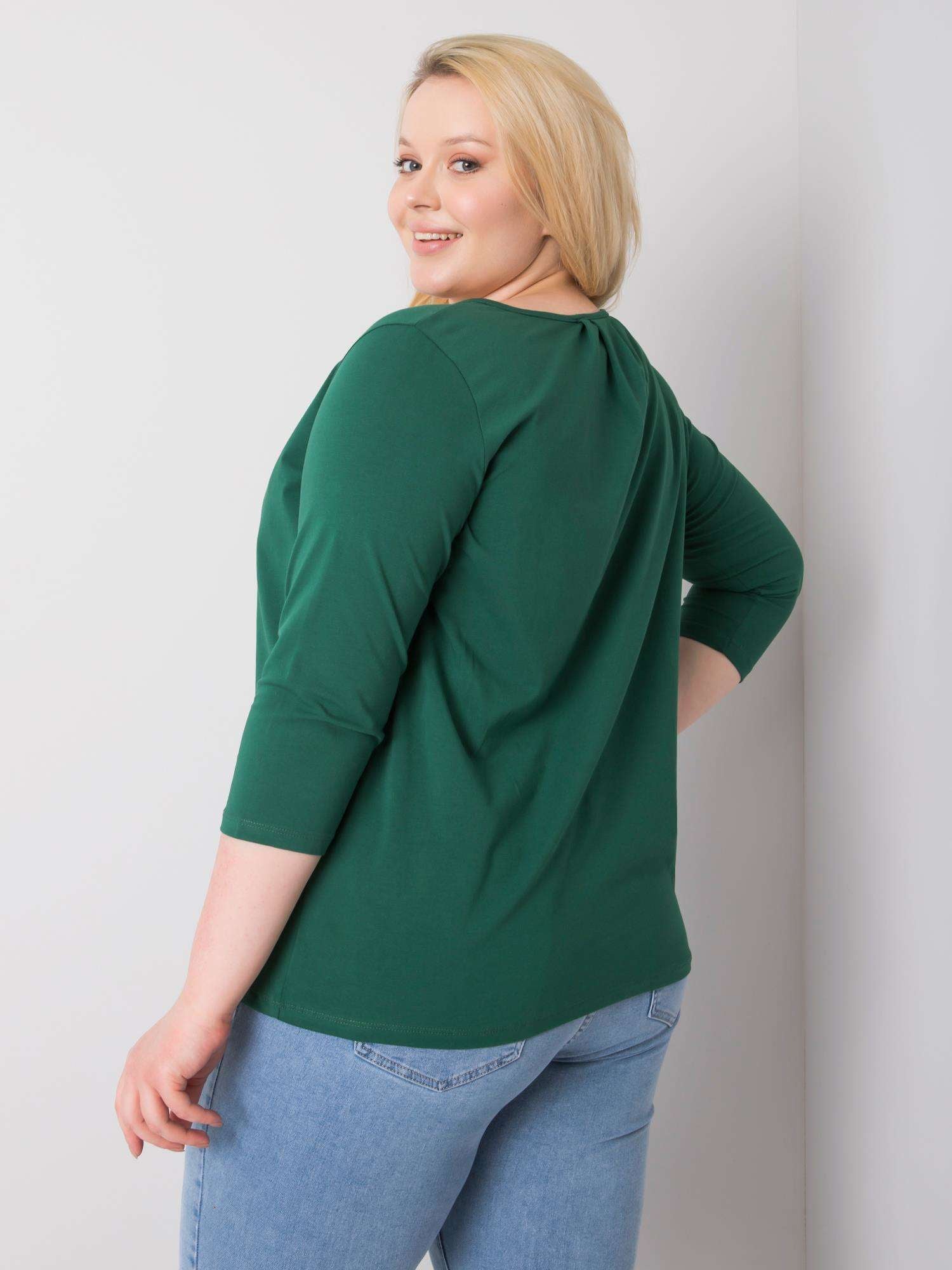 Ciemnozielona bluzka plus size bawełniana