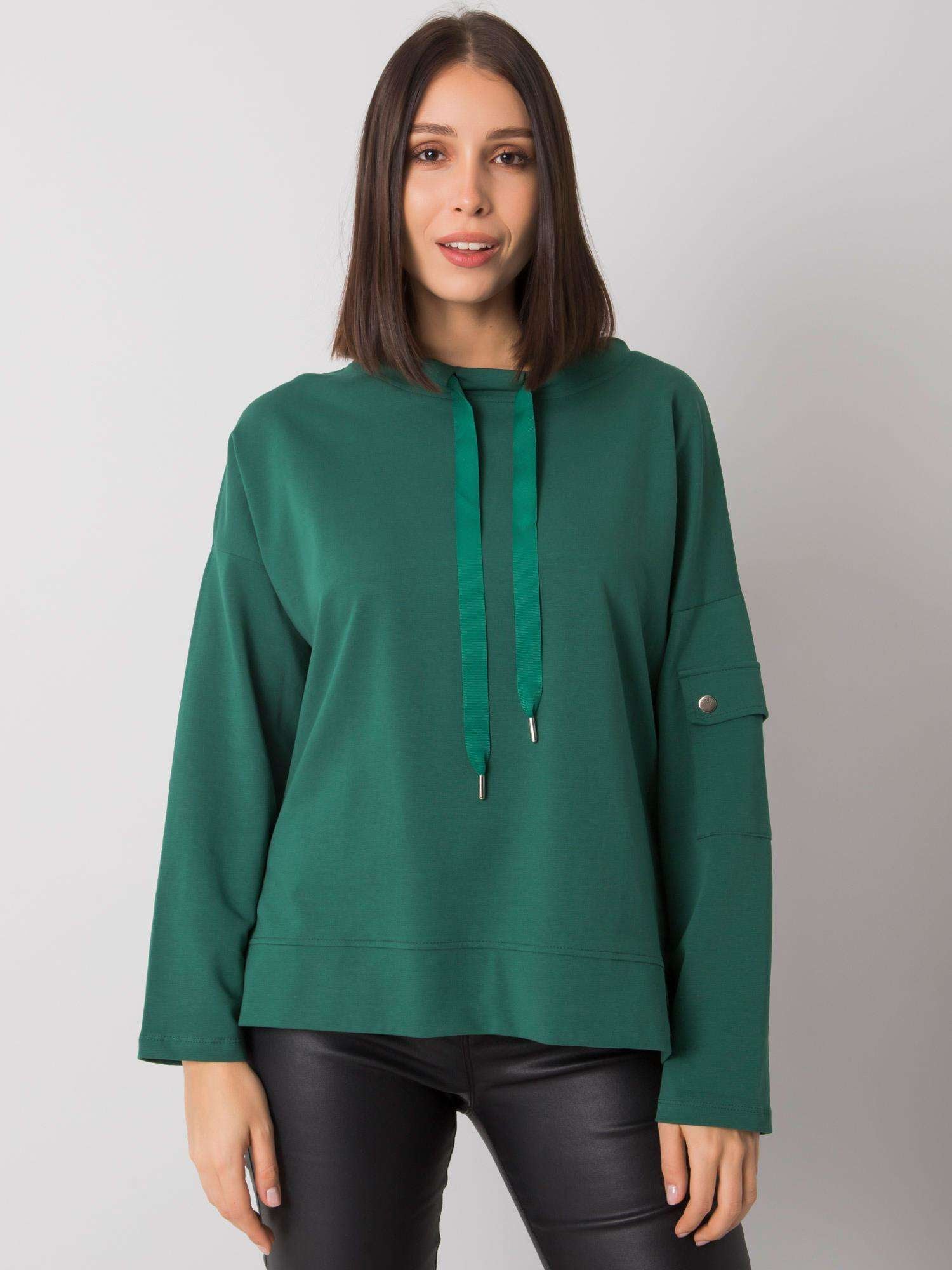 Ciemnozielona casualowa bluzka plus size