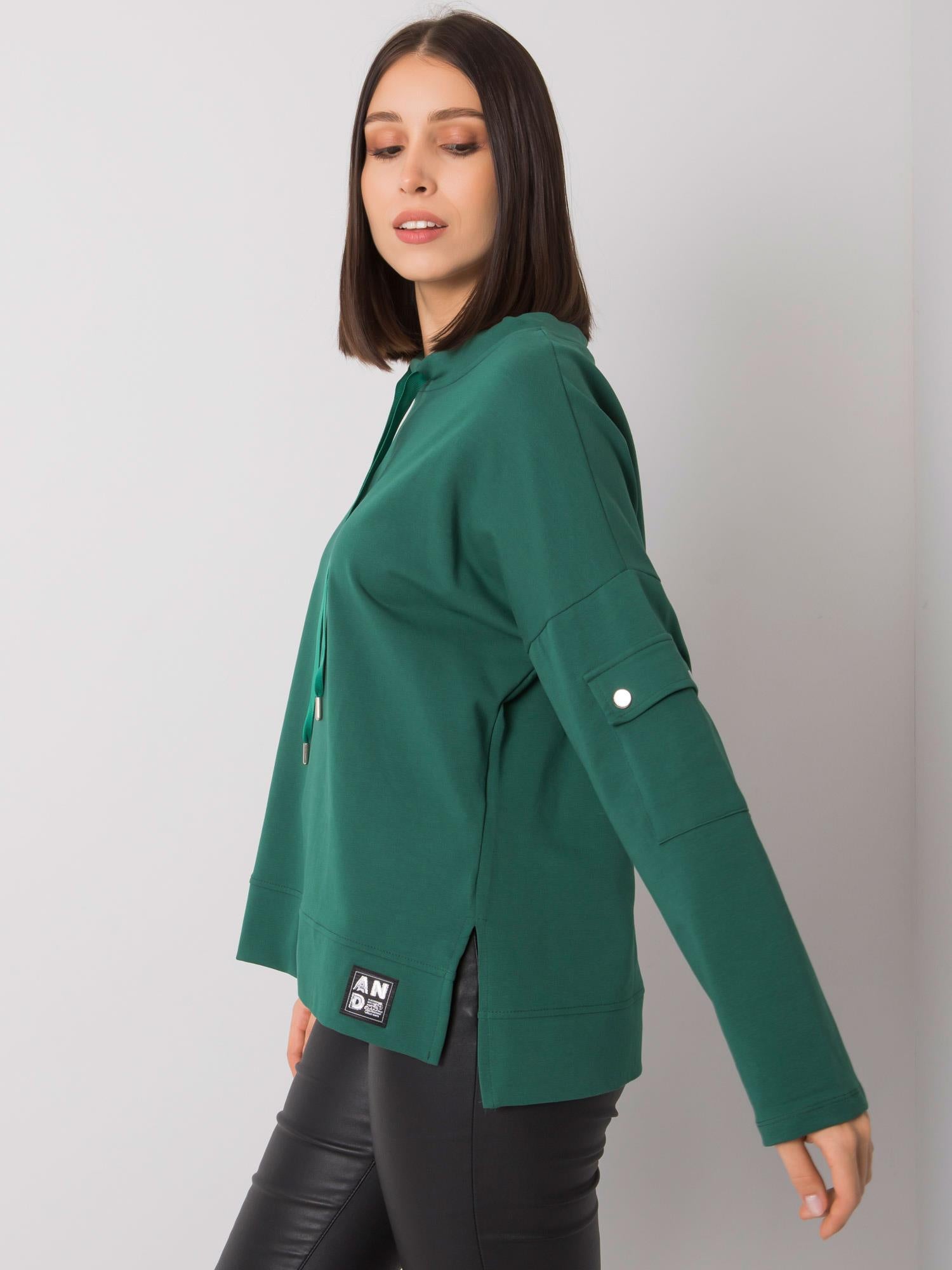 Ciemnozielona casualowa bluzka plus size