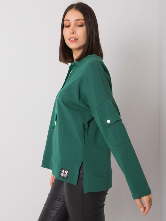 Ciemnozielona casualowa bluzka plus size