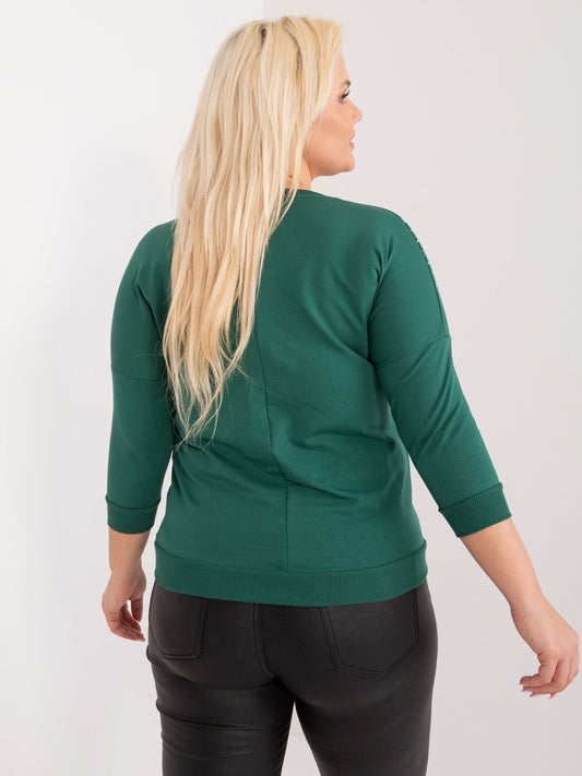 Ciemnozielona bluzka plus size ze ściągaczami