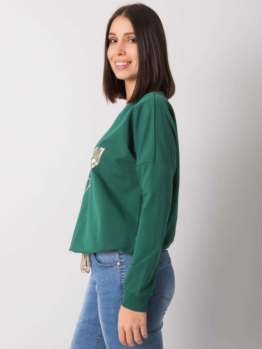 Ciemnozielona bluzka plus size z printem