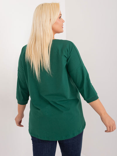 Ciemnozielona bluzka plus size z aplikacją
