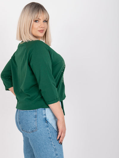 Ciemnozielona bluzka plus size z aplikacją