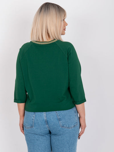 Ciemnozielona bluzka plus size z aplikacją