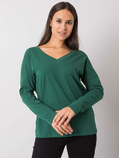 RUE PARIS Ciemnozielony longsleeve damski