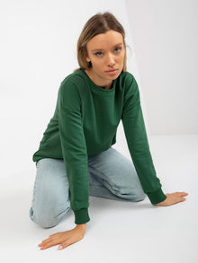 Ciemnozielona długa bluza basic z bawełny